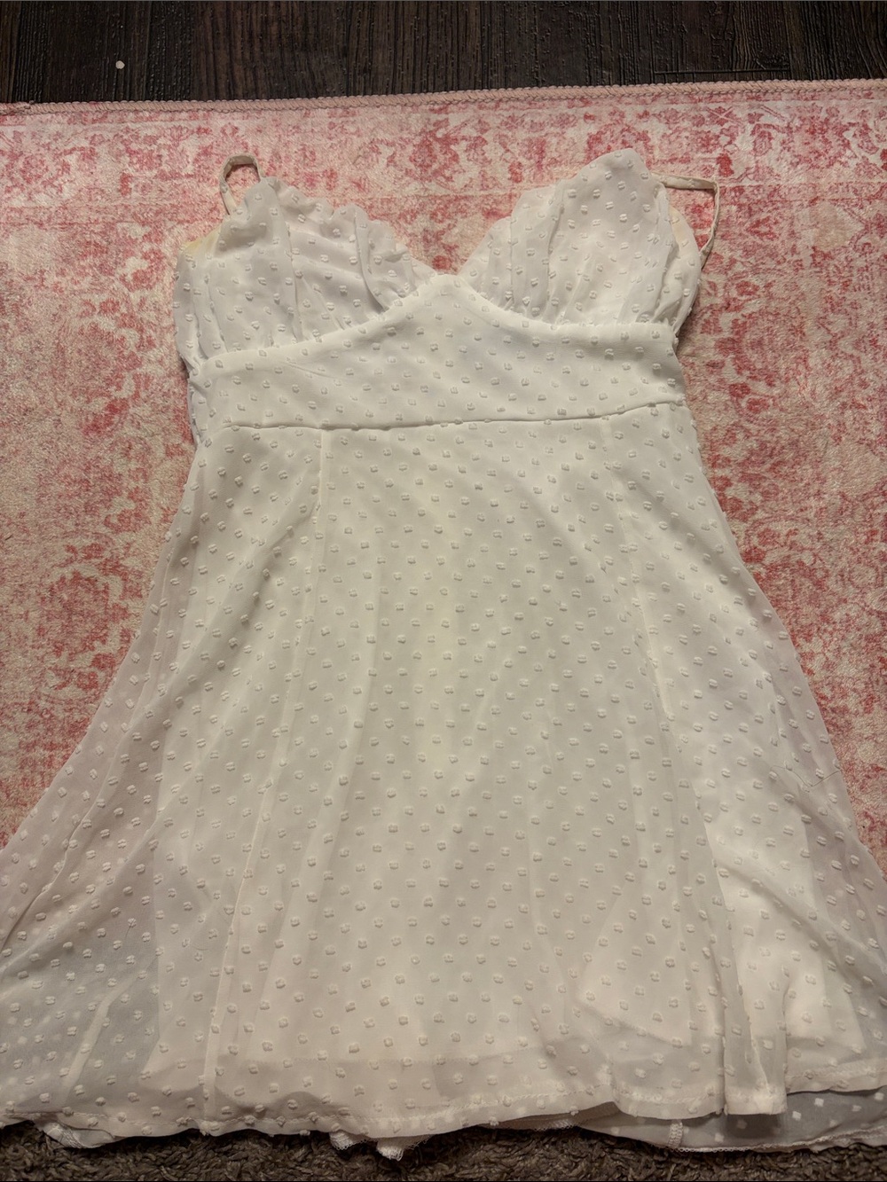White Swiss Dot Spaghetti Strap Mini Dress